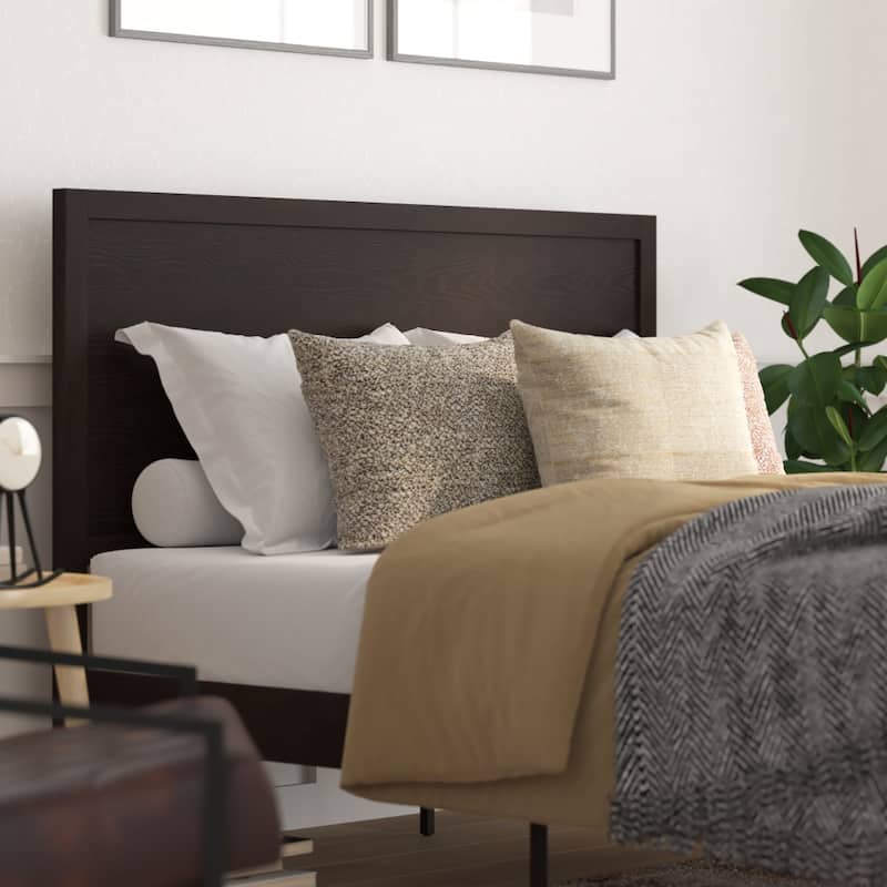 Solid Wood Platform Bed with Headboard and Wooden Slats