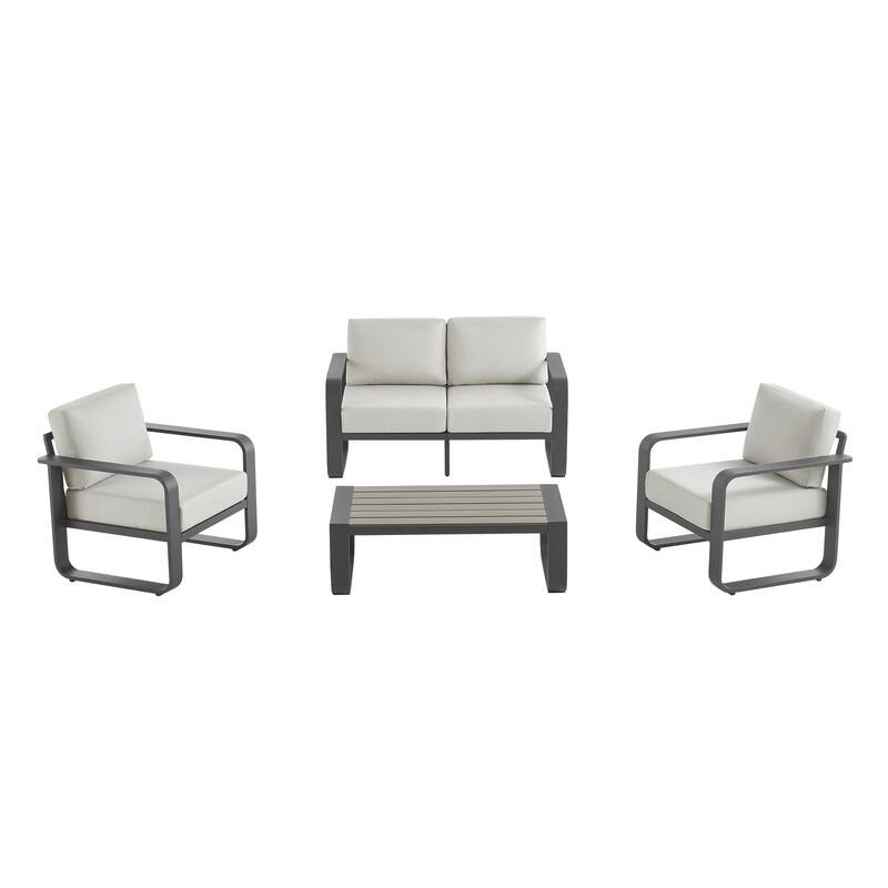 Spruce & Spring Outdoor Patio Furniture Set Aluminum Sofa Accent Chair