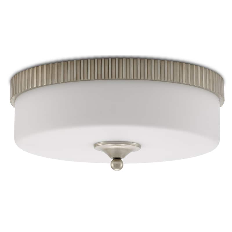 Currey & Company Bryce 16.25" Silver LED Flush Mount - Silver Leaf - 6"h x 16.25"dia.
