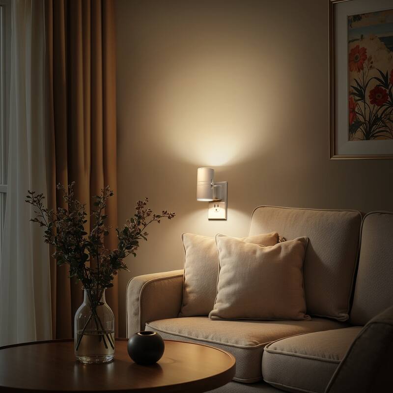 YANSUN 2-Pack Plug in Wall Night Light with Auto On/Off, Dimmable, 3000K Warm