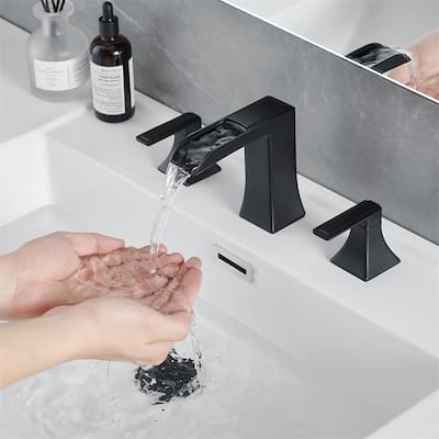Bathroom Faucets for Sink 3 Hole Black 8 inch Widespread Sink Faucet