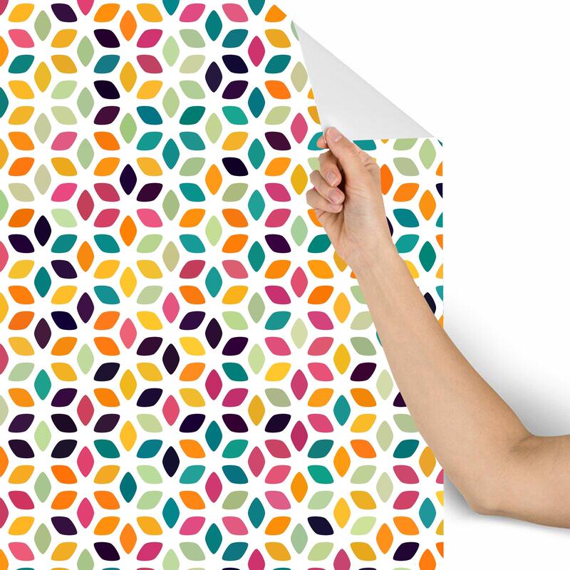 Geometric Leaves Remoavble Wallpaper - 10'ft H x 24''inch W