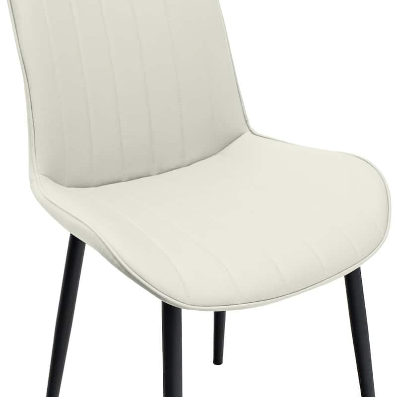 PU Leather Dining Chair with Metal Legs, Wave Pattern Upholstered Armless Chair Set of 4 for Kitchen, Restaurant, Living