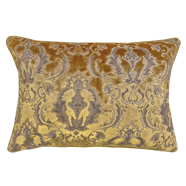 Rodeo Home Beatrice Traditional Damask Velvet Lumbar Pillow Bed Bath