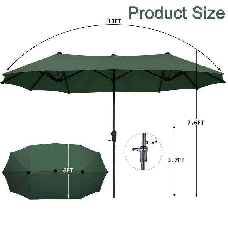 Autlaycil 13 FT Patio Umbrella with Sun Protection & Easy Crank