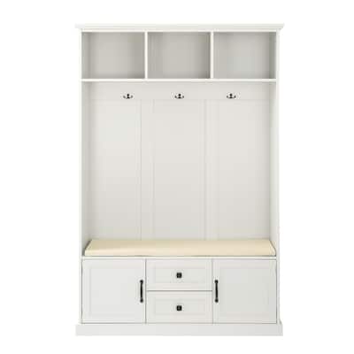 3-in-1 Design Hall Tree with 3 Hooks and Storage Bench - 47.24''W x 70.9''H x 15.74''D