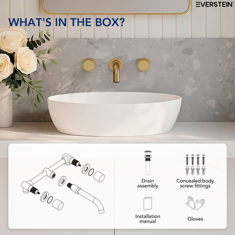 Wall Mount Stainless Steel Bathroom Sink Faucet 3 Hole 2 Handles Bathroom Faucet