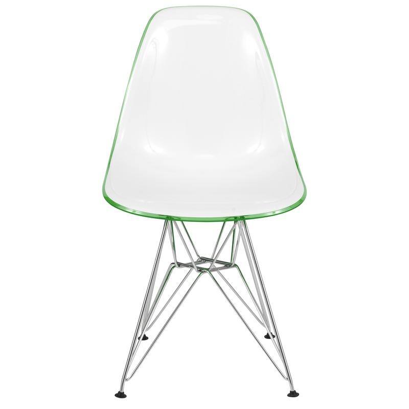 Cresco Ergonomic Modern Shell Seat Dining Chair with Chrome Eiffel Base and Curved Back Accent Side Chair (Set of 4)