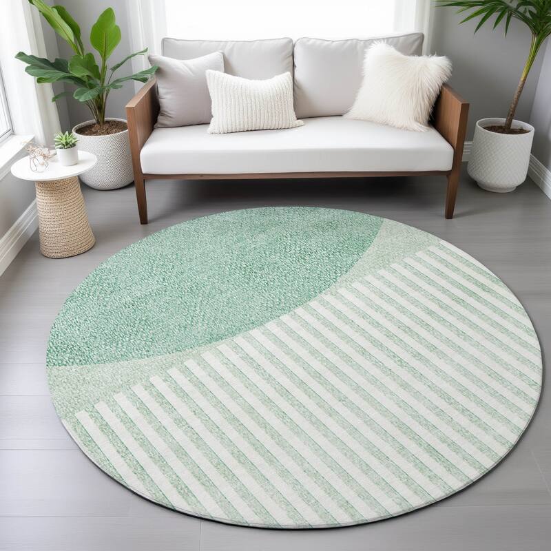 Machine Washable Indoor/Outdoor Contemporary Mod Chantille Rug