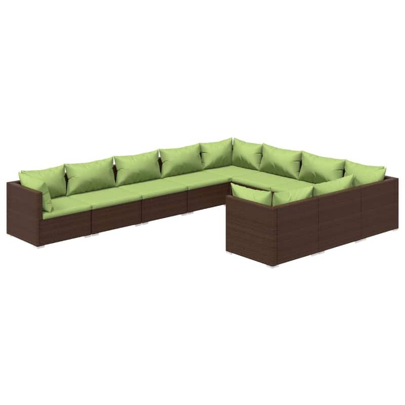 vidaXL Patio Lounge Set Outdoor Sectional Sofa Set Table Garden Poly Rattan - 27.6" x 27.6" x 23.8"
