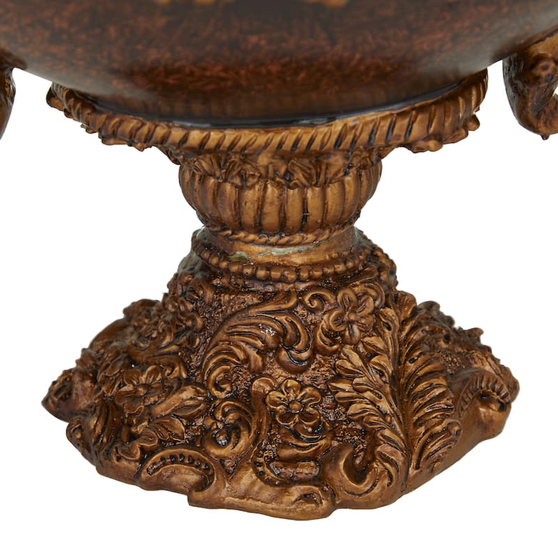 Polystone Floral Ornate Decorative Bowl - Dark Brown - Roche River Decor