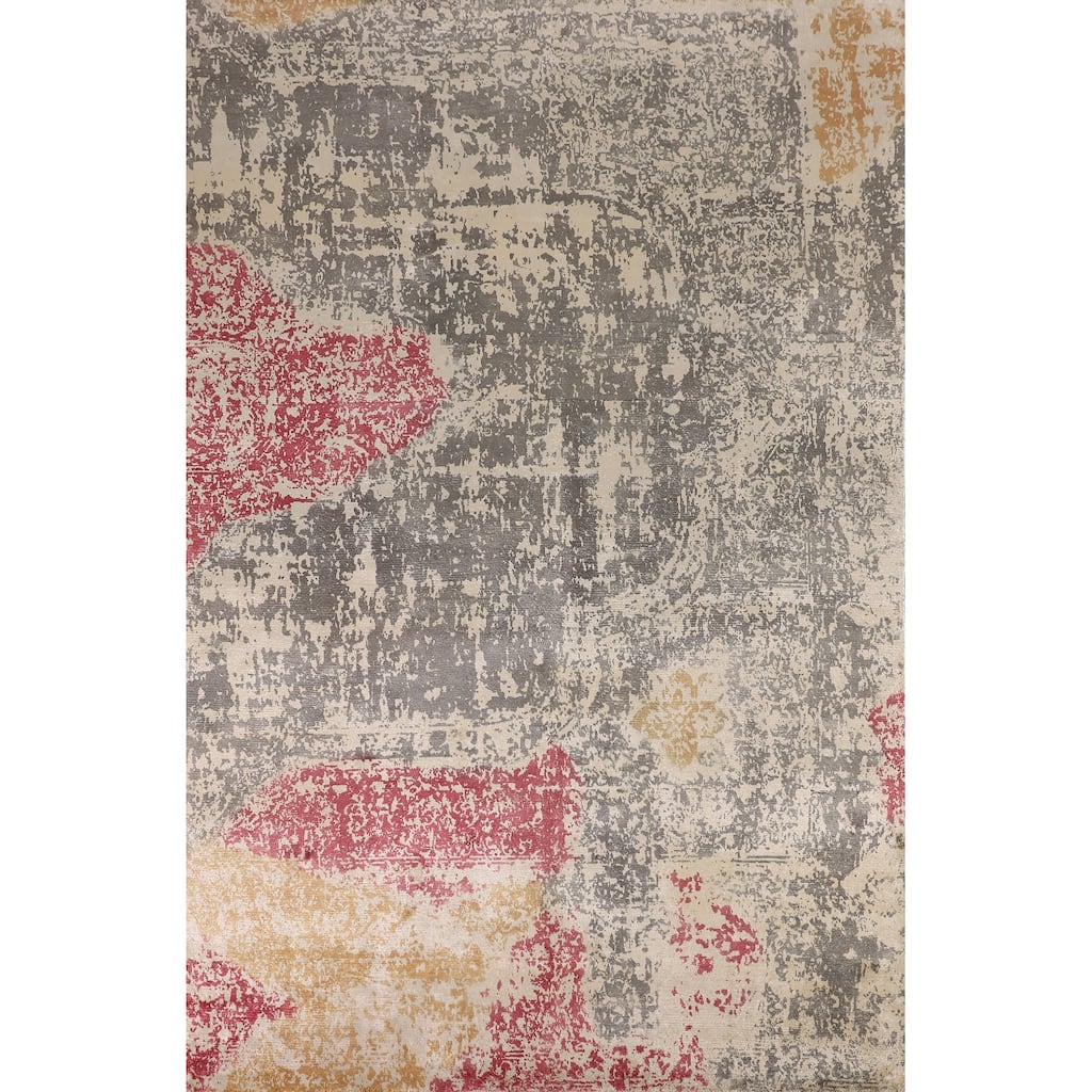 All-Over Abstract Oriental Area Rug Hand-Knotted Wool Carpet - 6'5" X 9'4"