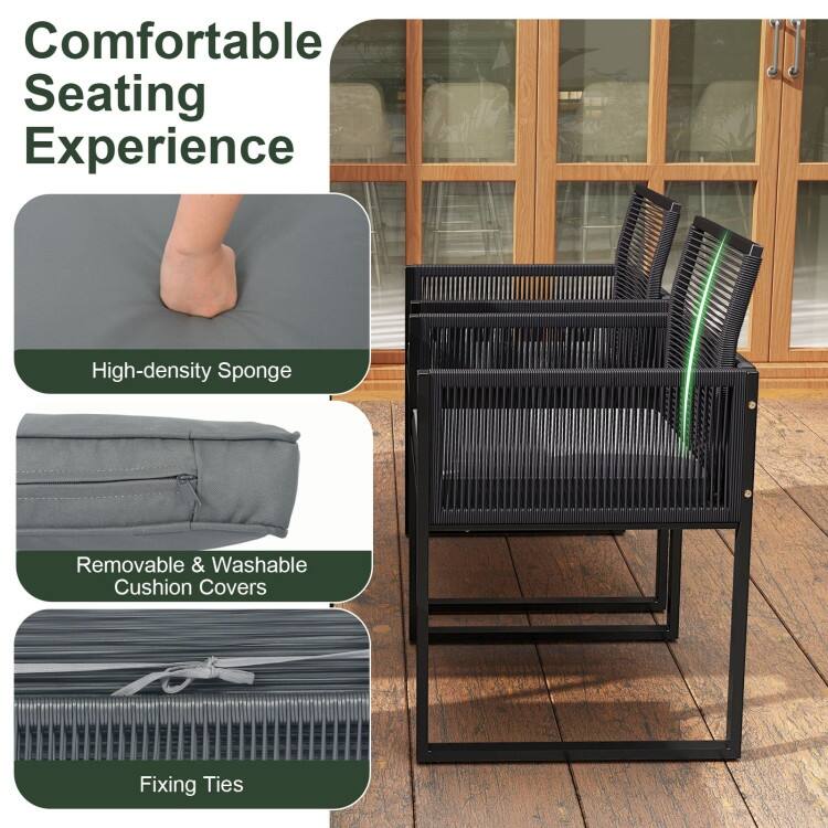 9 Piece Patio Dining Set with Cushions Outdoor Furniture for Backyard Deck - 43.5" x 43.5" x 28.5"