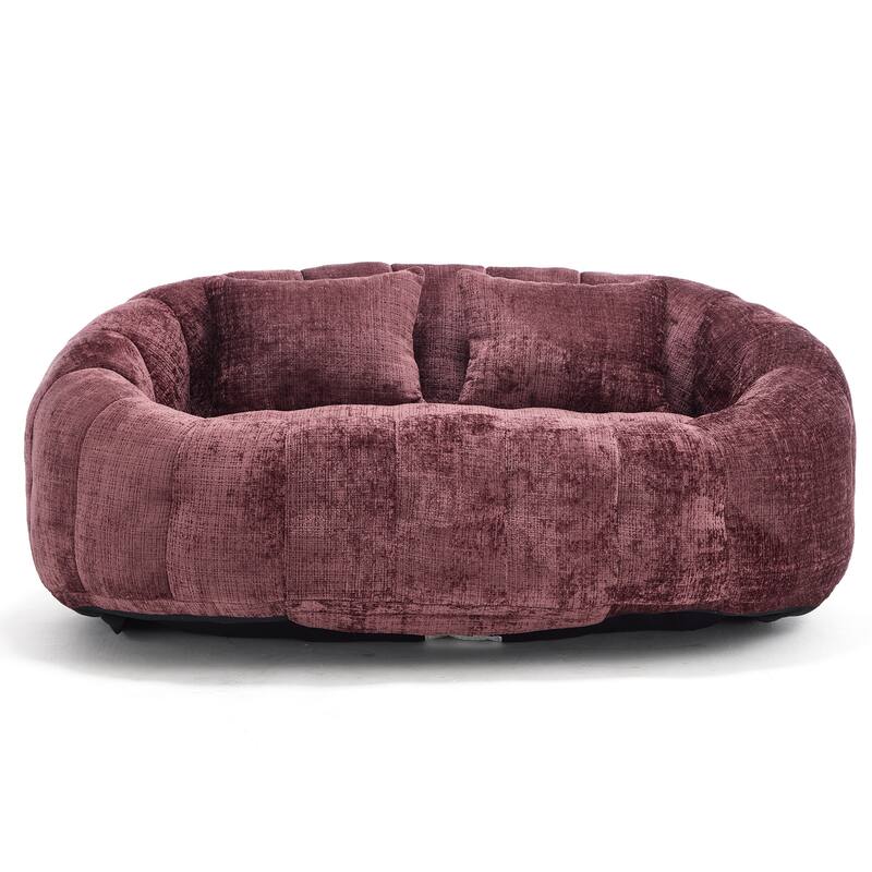 HOMEFUN Chenille Upholstered Durable Comfort Lounger High Back Bean Bag Loveseat Sofa