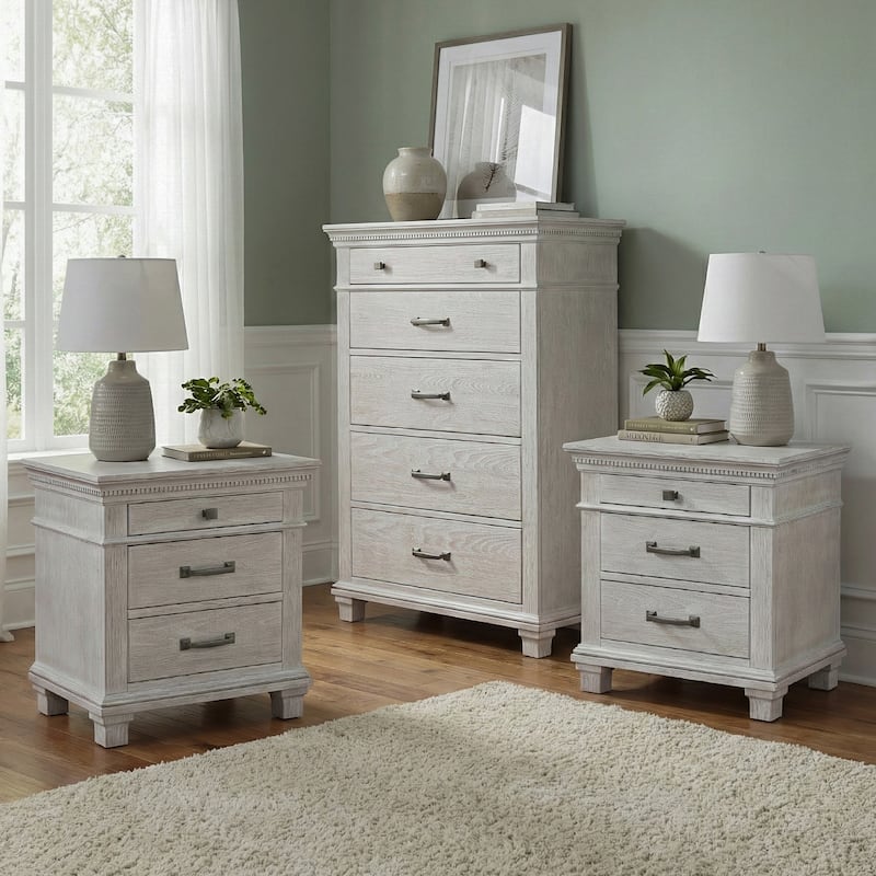 Furniture of America Eleanor 3-Piece Weathered Grey Wood Chest and 2-Nightstand Bedroom Set - Weathered Grey