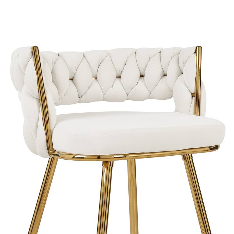 Javlergo Set of 2/4/6 Counter Height Bar Stools, 26.77" Upholstered Woven Back Bar Chairs with Armrests and Footrest