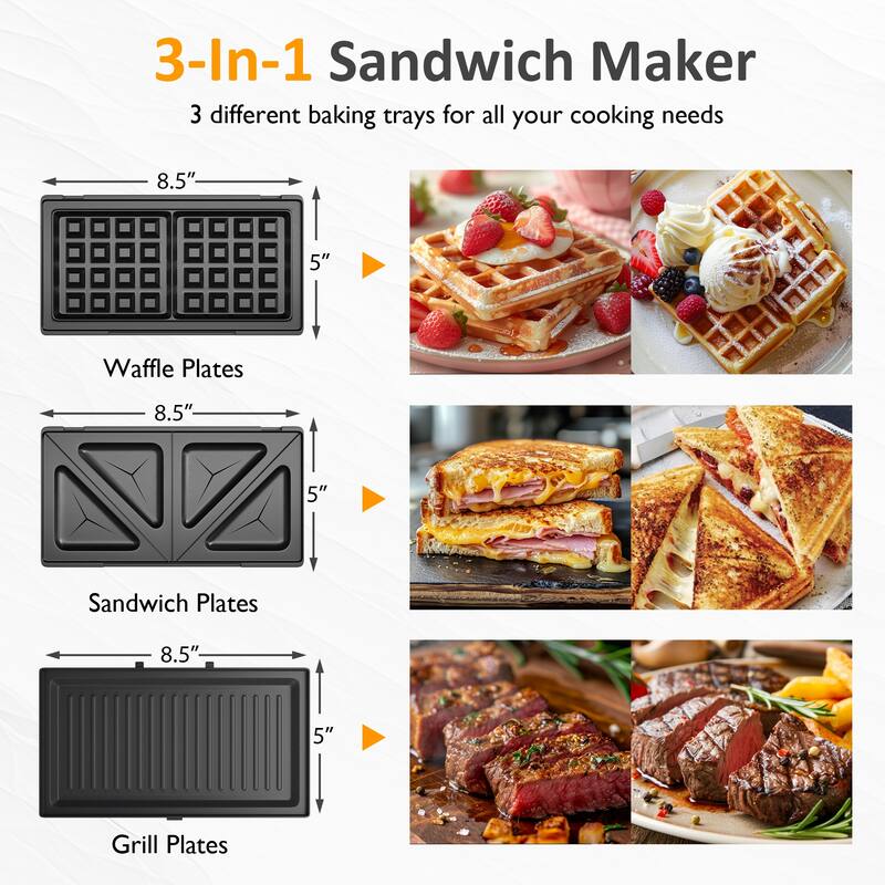 1000W 3 in 1 Sandwich Maker - N/A