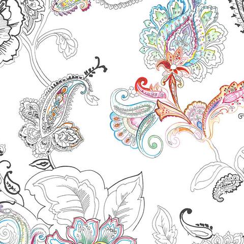 NextWall Paisley Floral Peel and Stick Removable Wallpaper - 20.5 in. W x 18 ft. L