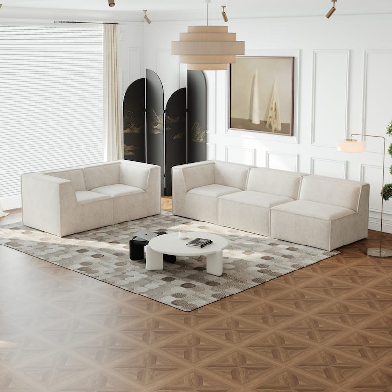 106"x106" Chenille Modular L-Shaped Sectional Sofa (5-Piece)
