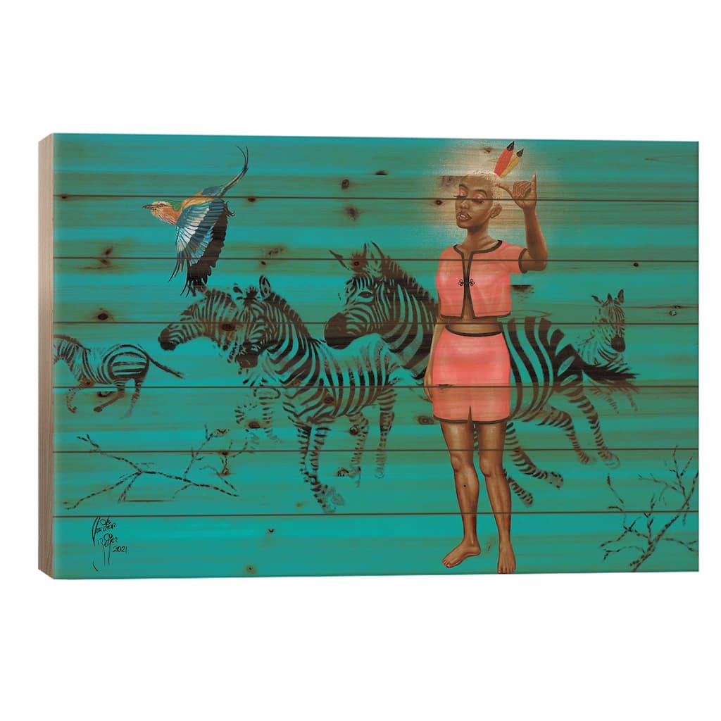 Keep The Cool Print On Wood by Christian Beijer - Multi-Color