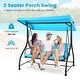 preview thumbnail 5 of 9, Gymax 3-Seat Outdoor Converting Patio Swing Glider Adjustable Canopy