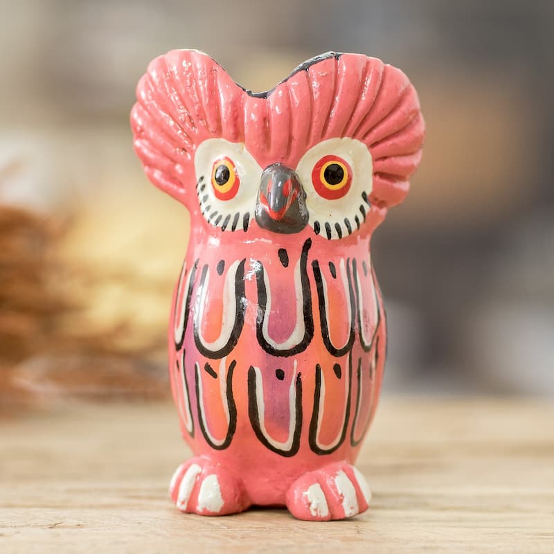 Novica Handmade Sweet Tecolote Ceramic Figurine