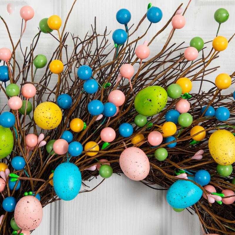 24-in Artificial Easter Egg Twig Wreath