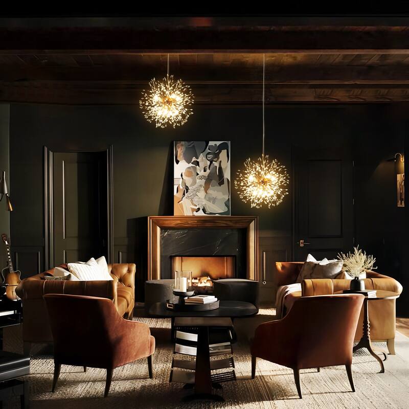 8/9/16-Light Modern Glam Linear Sputnik Globe Pendant Island Light Firework Starburst Crystal Chandelier with Crystal Beads