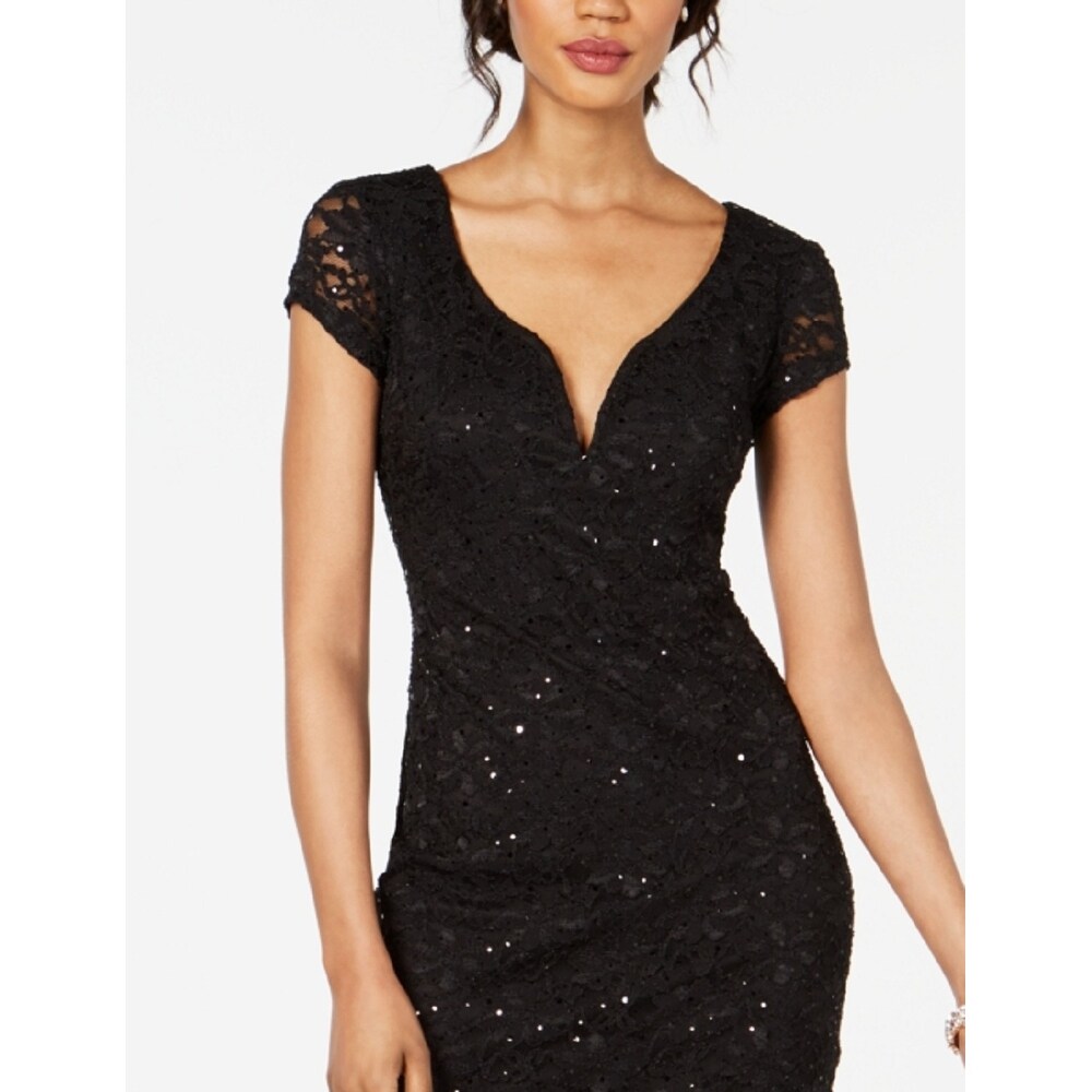 Connected Women s Sequined Lace Sweetheart Sheath Dress Black Size 12 Bed Bath Beyond 40631342