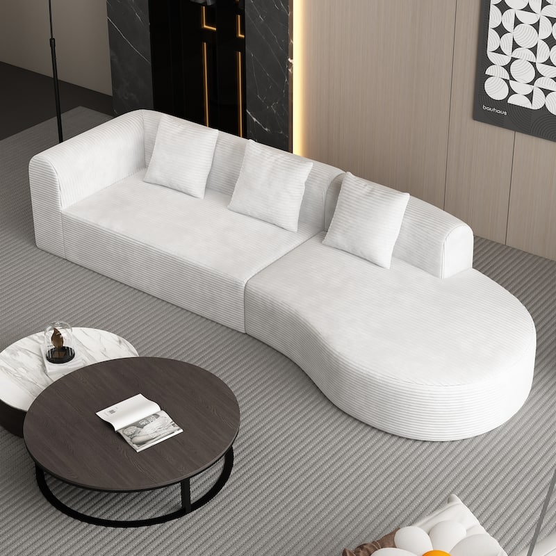 123*37" Extra Large 4-Seat Deep Corduroy Modular Sofa