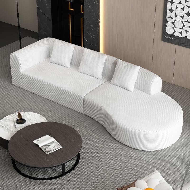 123*37 inch extra large deep modular sofa, cloud sofa 4-person sofa, can sit or lie down, living room corduroy modular s