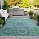 preview thumbnail 44 of 101, Machine Washable Indoor/Outdoor Boho Global Chantille Rug Teal - 10' x 14'