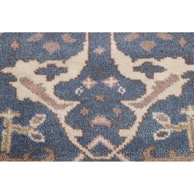 Blue & Ivory Oushak Oriental Runner Rug Handmade Wool Carpet - 2'9"x 7'9"