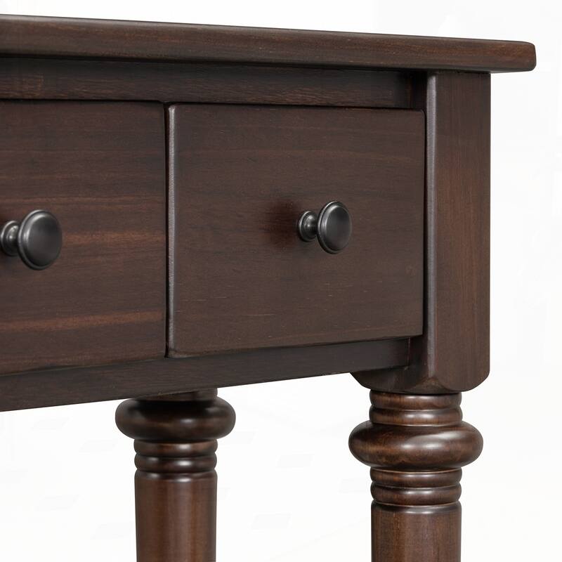 Retro Console Table with Open Shelf and 4 Drawers for Entryways