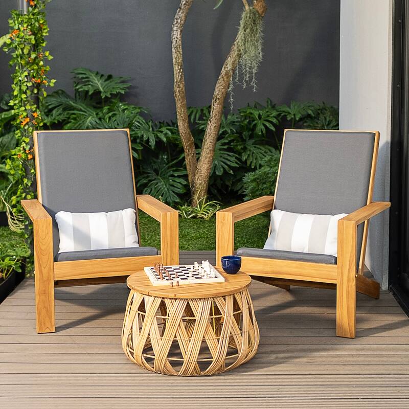 Cambridge Casual Napa Teak Wood Outdoor Adirondack Chairs with Padded Seat (Included Patio Cover)