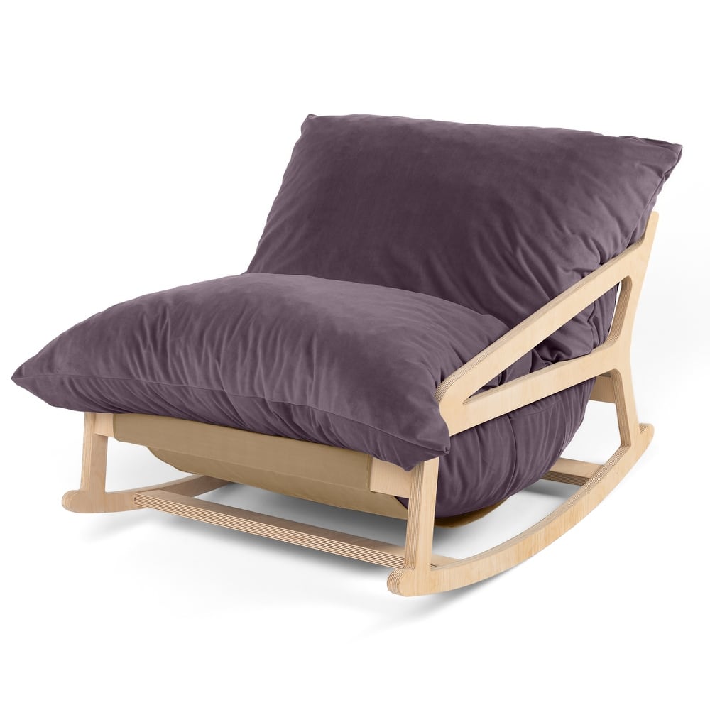 Pillow Saxx Bean Bag Rocking Chair - Elegant Oversized Rocker with Modern Wood Frame