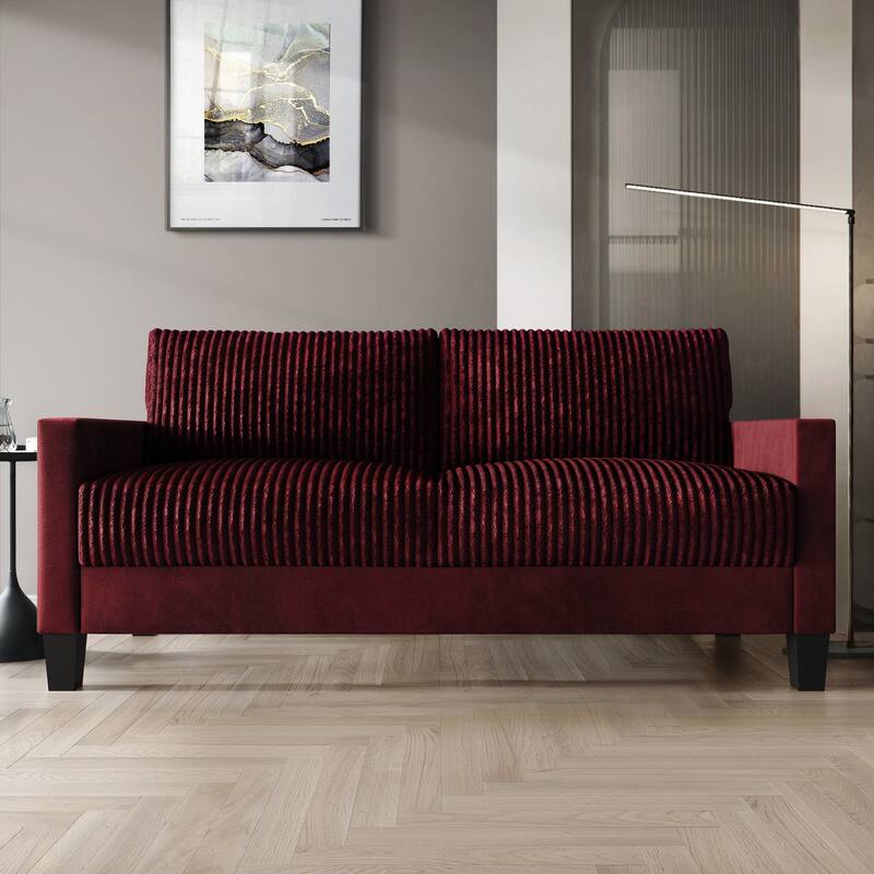 CraftPorch Corduroy Mid-Century Modern Velvet Upholstered 2-Piece Living Room Set