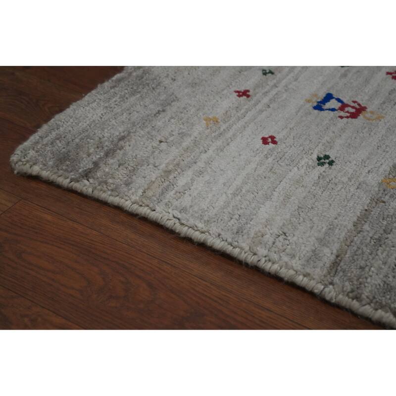 Hand Knotted Oriental 100% Wool Carpet Tribal Animal Pictorial Beige & Ivories Gabbeh Area Rug - 12' 2'' X 9' 2''