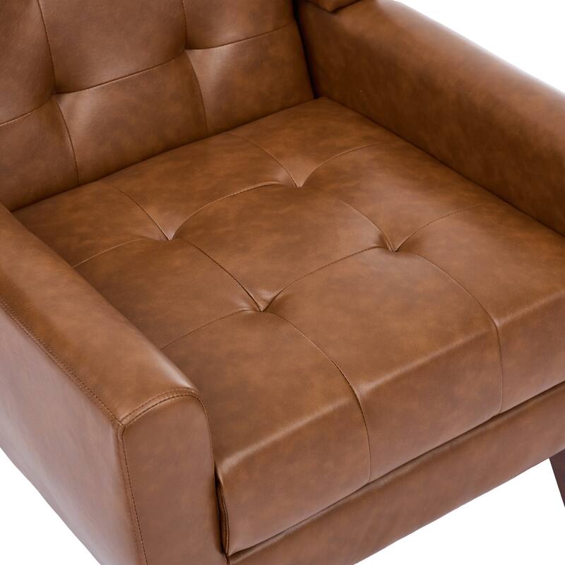 Tufted Wingback Accent Chairs Linen/Faux Leather/Velvet Armchairs Set of 2
