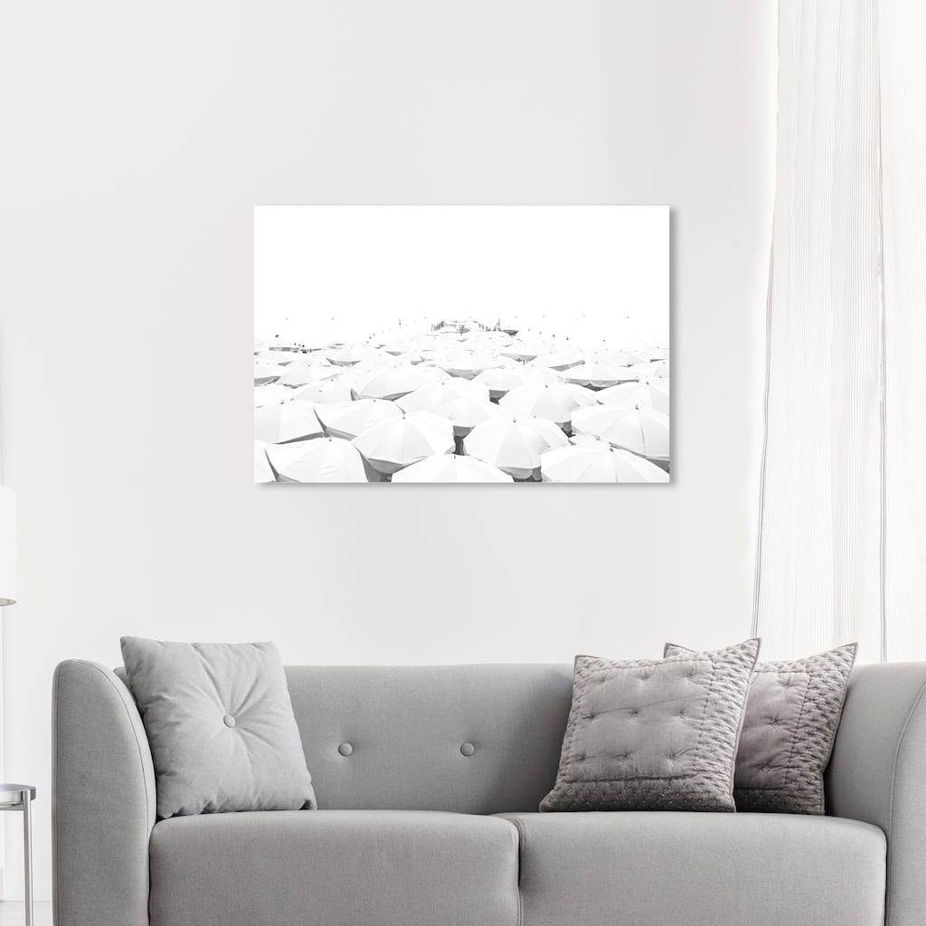 Oliver Gal 'Sun Umbrella White ParaSOL' Nautical and Coastal Wall Art Canvas Print Coastal - White, Gray