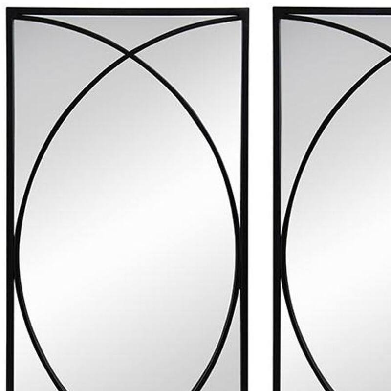 HomeRoots Set of Three Black Iron Framed Accent Mirror - 15.7' X '31.9' X '0.7
