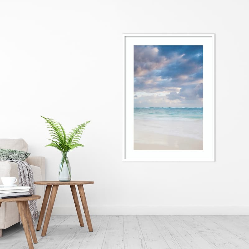Bavaro Beach at Dawn by Walter Bibikow Danita Delimont Wood Framed Wall Art Print - Svelte White