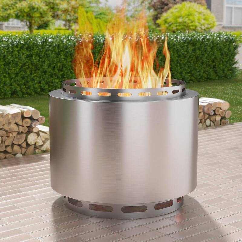 19inch Outdoor Smokeless Fire Pit, Portable Wood Burning Fire Pit for Patio, Backyard