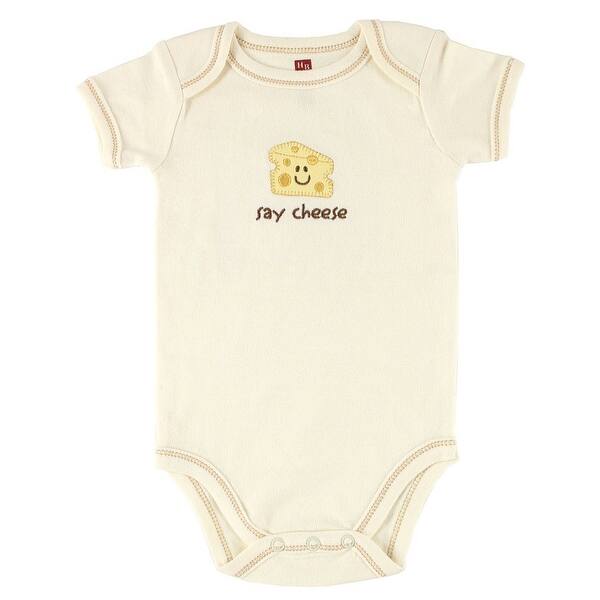 slide 1 of 1, Touched by Nature Baby Unisex Organic Cotton Bodysuits, Cheese 0-3 Months - Cheese
