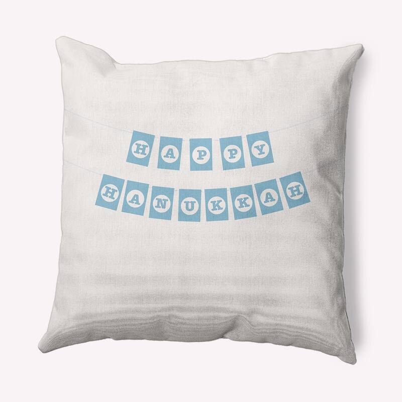 Banner Day Happy Hanukkah Indoor/Outdoor Throw Pillow