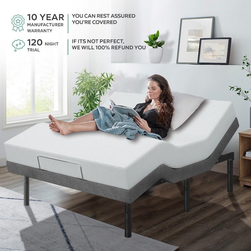Renanim Adjustable Bed Base with 14-inch Hybrid Foam Mattress - Bed ...
