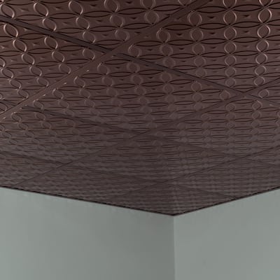 FASÄDE Rings Decorative Vinyl 2ft x 2ft Lay in Ceiling Panel in Oil Rubbed Bronze (5 Pack)
