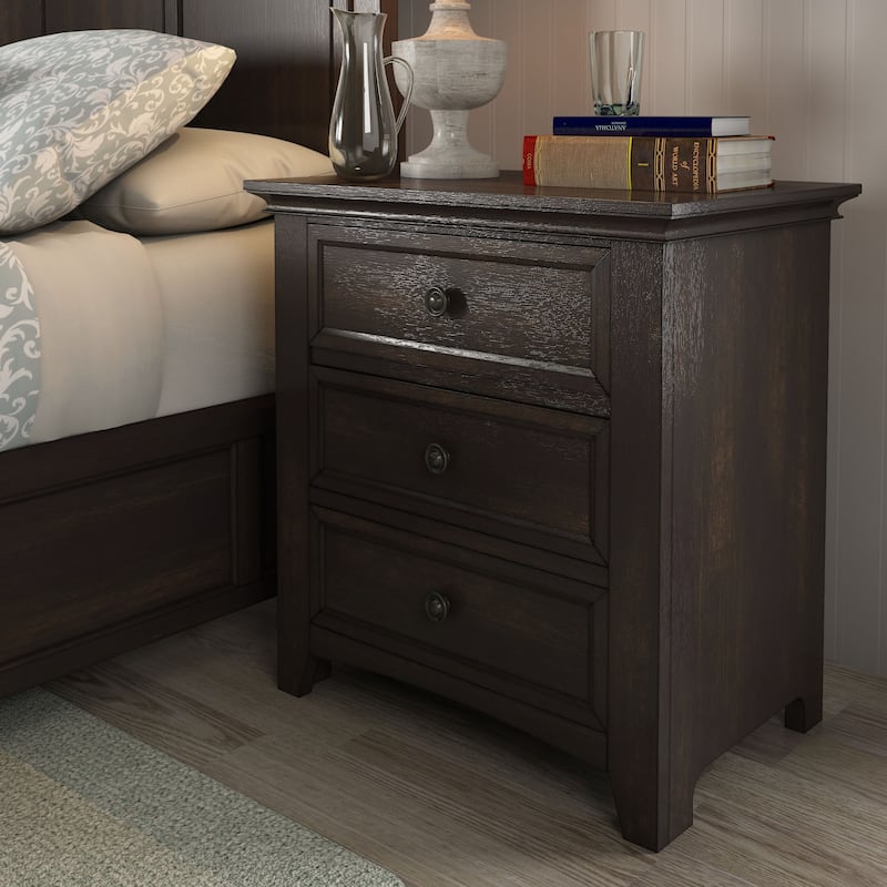 Varenna 3-Drawer Wood Modular Storage Nightstand with Charging Station