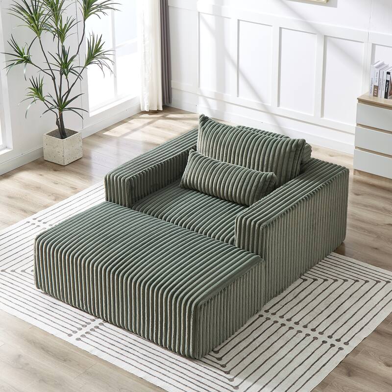 75-Inch Plush Corduroy Fabric Sofa Set with Removable Footrest for Livingroom Fluffy Modular Sleeper Sofa Chair