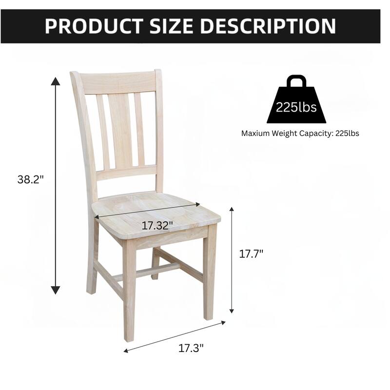 International Concepts Solid Wood San Remo Splatback Chairs - Set of 2